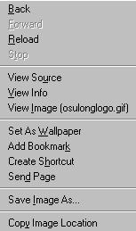 Netscape menu for images